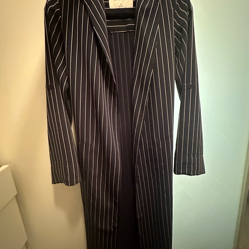 Aritzia Babaton Navy Striped Long Blazer